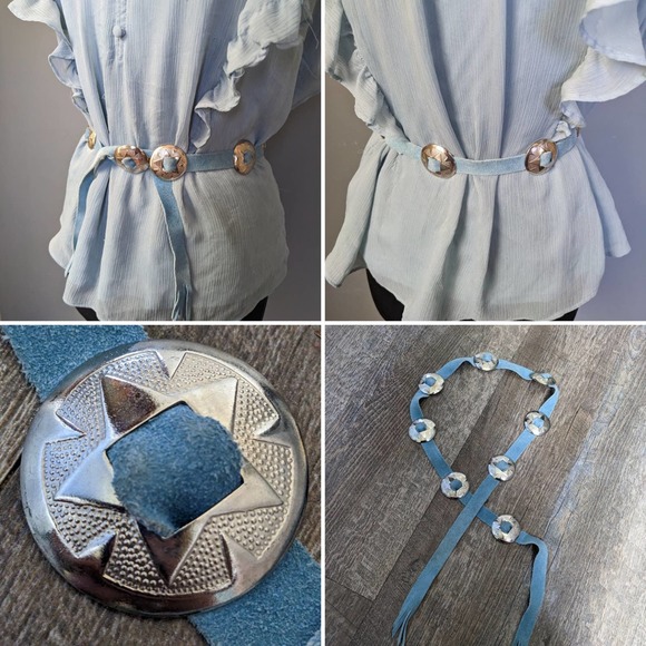 Vintage Accessories - Vintage Wrap Concho Belt // 80s Western Skinny Belt